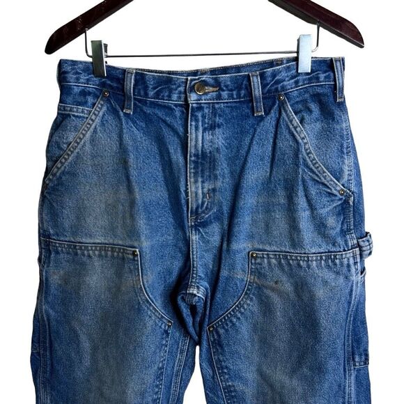 Vintage Carhartt Double Knee Dungaree Denim Jeans 32X32 - Picture 2 of 7